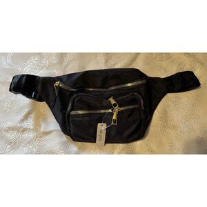 NEW Black Gold Zip Fanny Pack Belly Bag Hiking Waist Butt Belt Hip Pouch Sport